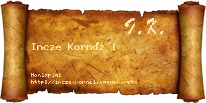 Incze Kornél névjegykártya